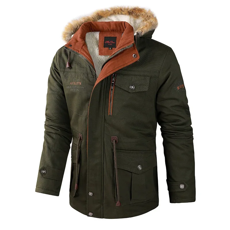 Piumini lunghi con cappuccio da uomo parka caldi nuovi cappotti invernali Casual da uomo all\'aperto Multi tasche cappotti Slim maschili di buona