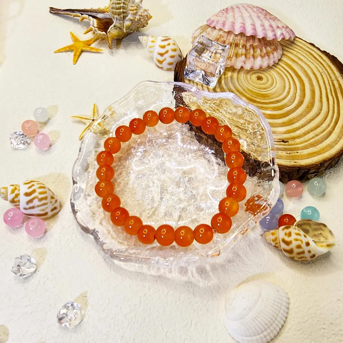 24color/1box 8mm Glass Round Beads DIY Bracelet Necklace Jewelry Accessories (Random Color) image 3