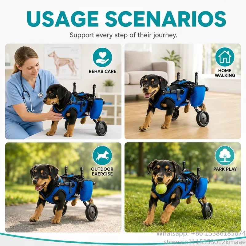 wheelchair Adjustable Hind-Leg Dog for Small Dogs Up to 9kg – Aluminum Alloy Pet Mobility Cart & Walking Aid