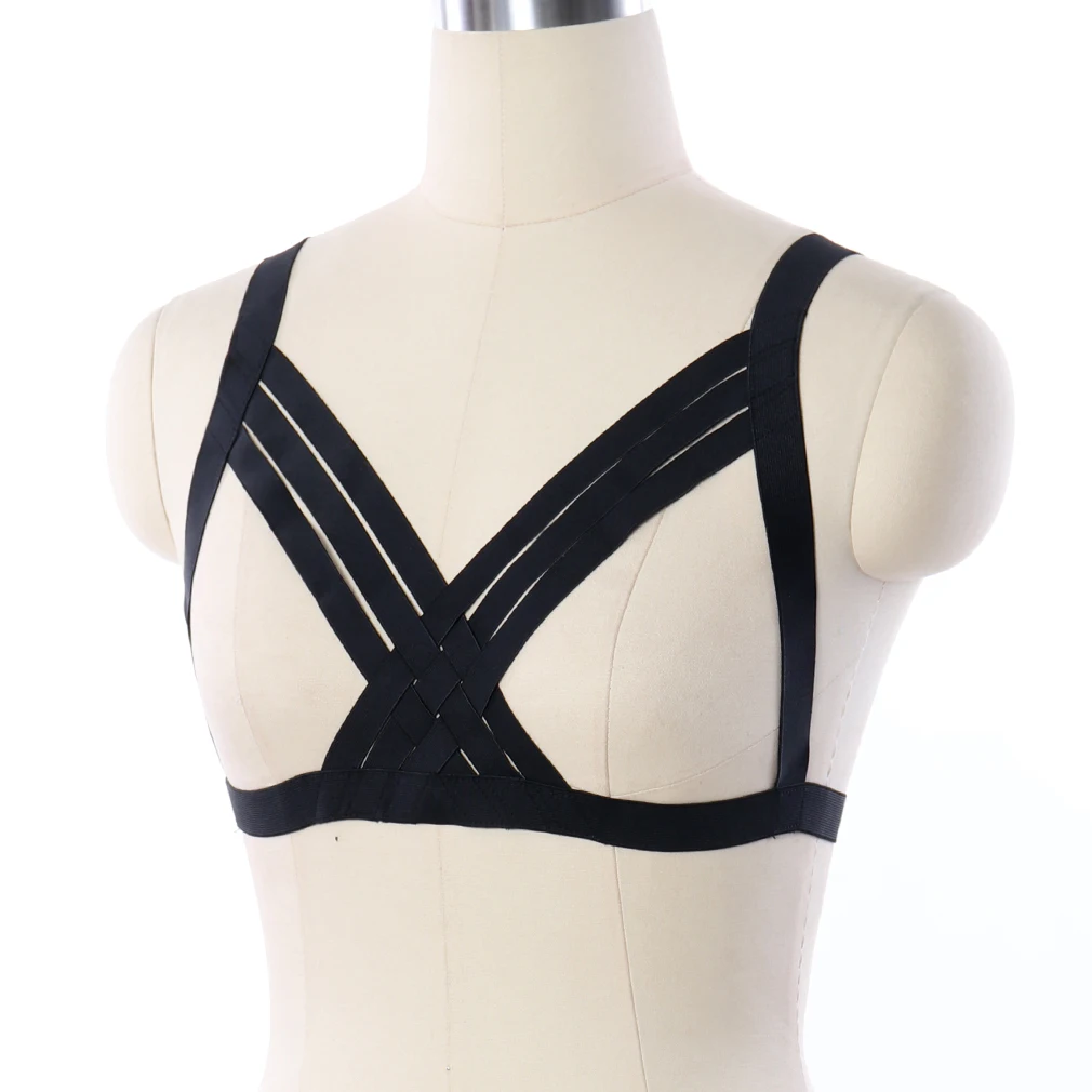 แฟชั่นชุดชั้นในเซ็กซี่สายรัด Punk Gothic อุปกรณ์เสริมเข็มขัด Suspender Crop Tops Bra Body Harness