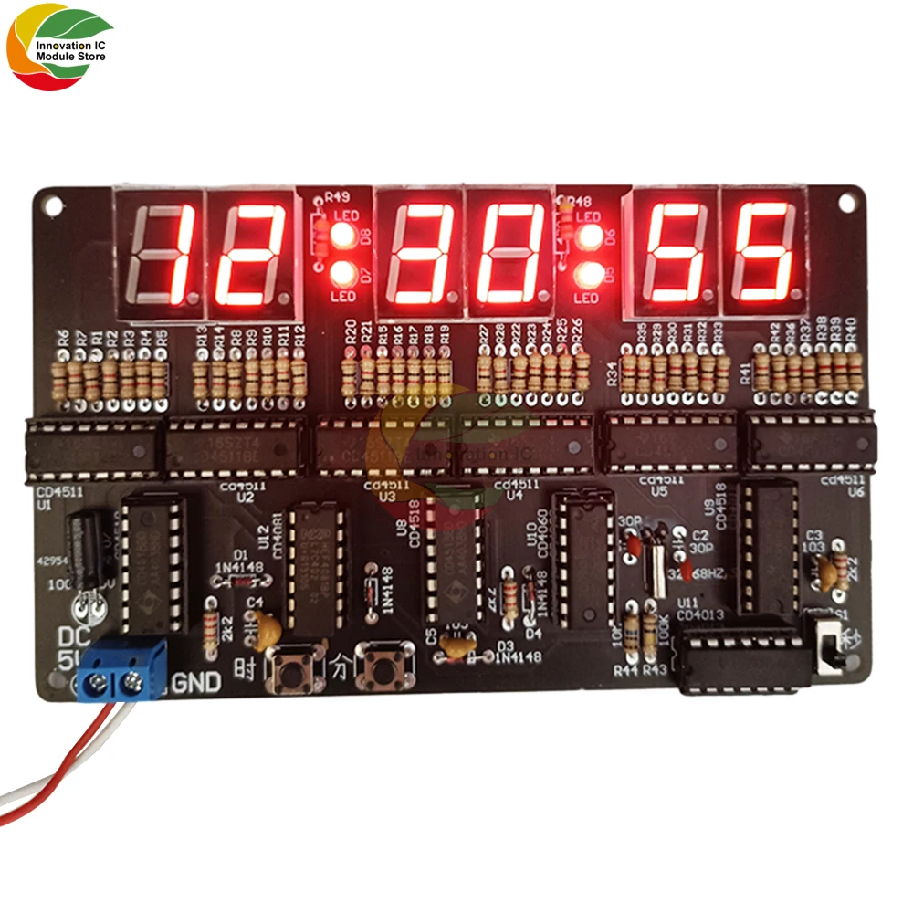 6 Digits DIY Clock Kit Auto Display Time DIY Alarm Clock Soldering Practice Kit for Students and Diyers