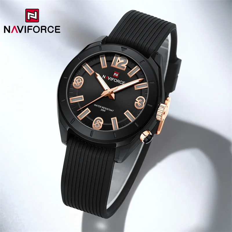 

NAVIFORCE Women's Watches Fashion Elegant Ladies Waterproof Silicone Bracelet Luminous Quartz Wristwatches Girlfriend Gift 2024