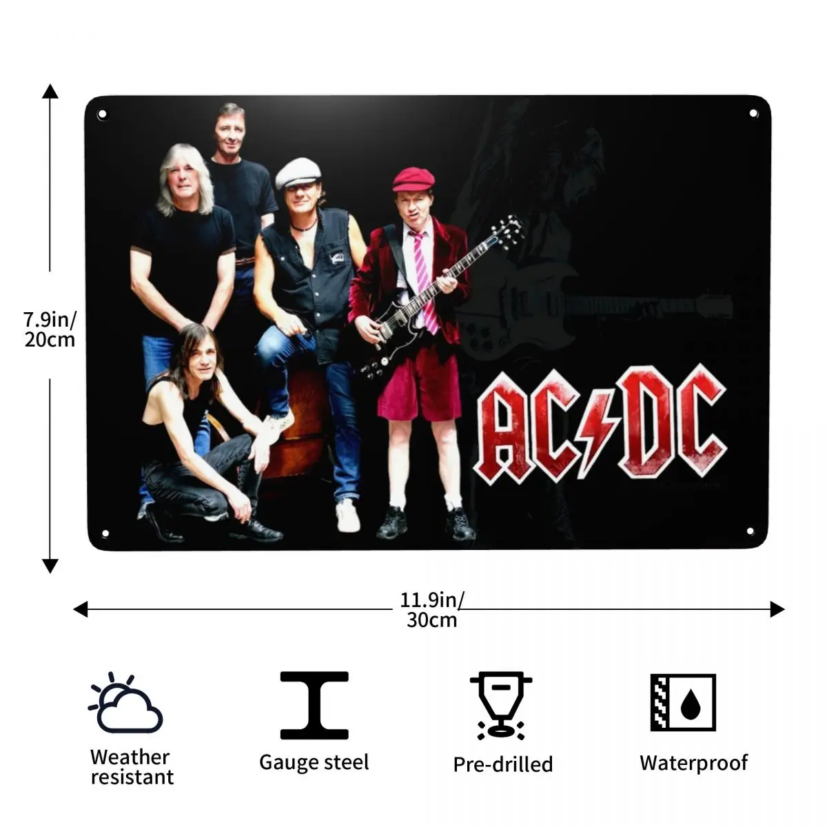 AC DC Rock And Roll Band Sign Australian Heavy Metal Music Metal Plaque for Office Store Pubs Club Man Cave Bar Home Decor