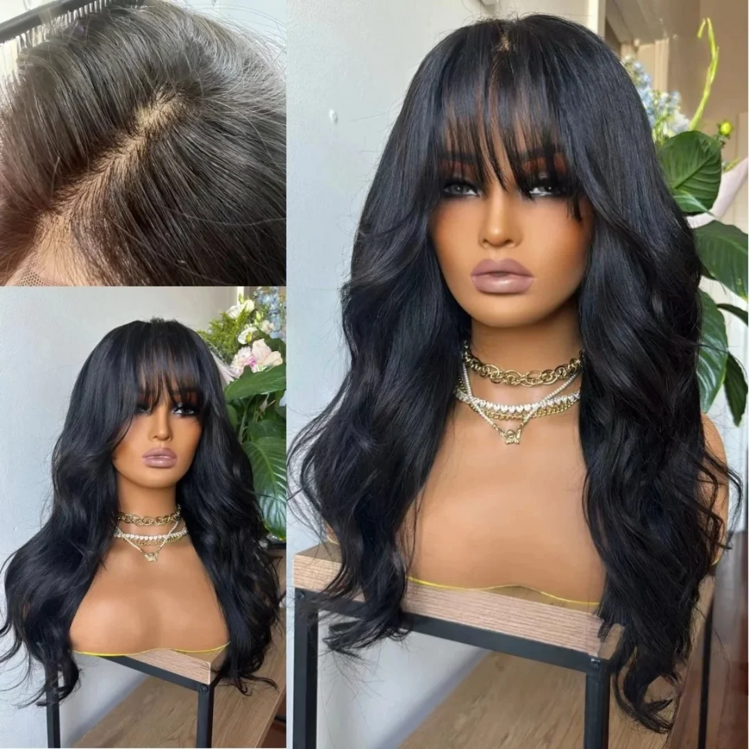 

Черные накладные пряди из натуральных еврейских волос с мягким волновым эффектом, без клея, с шелковой основой 5x5, с детским ворсом, HD-кружевом, в европейском стиле, предварительно выщипанные