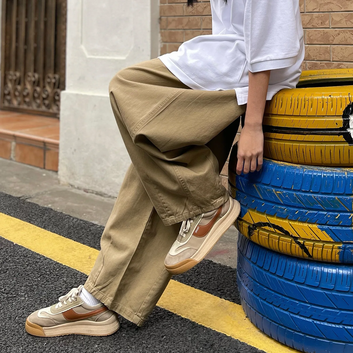 Japanese-style Retro and Fashionable Work Pants for Men Straight Loose Wide-leg Pants High-street Trendy Brand Casual Long Pants