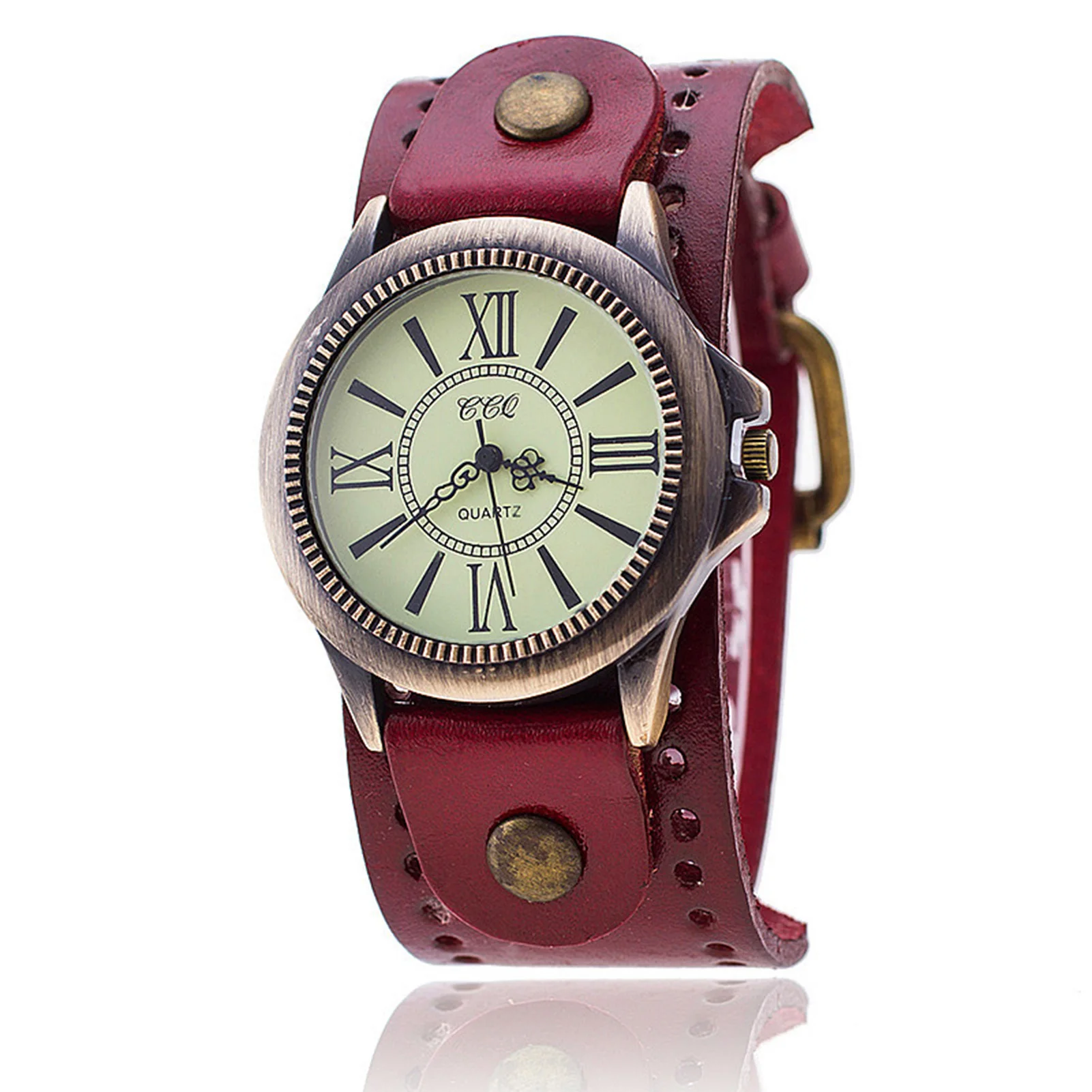 Vintage Wrist Watch Scratch Resistant Wristwatch with Wide Leather Strap Birthday Gift for Men Women