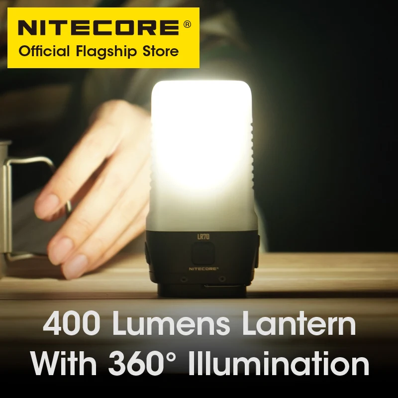 Nitecore-lanterna de acampamento, 3-em-1, LR70, USB-C, lanterna recarregável, 18W, QC PD, carga rápida, banco de potência, portátil, luz de tenda