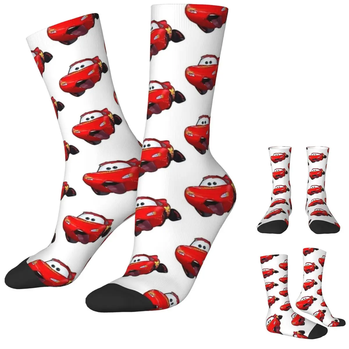 Lightning McQueen Number 95 Socks Cartoon Red Car Kawaii Stockings Winter Non Slip Couple Socks Breathable Design Running Socks