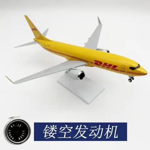 DHL Airlines 30CM Plane B737 Airplane 1/240 Scale With Wheels & Landing Gear for Decoration Living Room Resin Aircraft Model