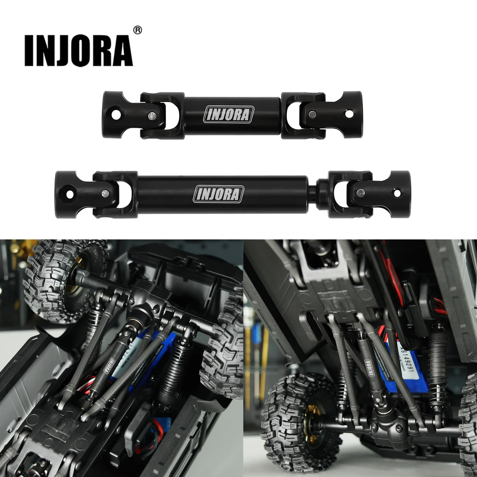 INJORA Hardened Steel Drive Shafts for 1/18 RC Crawler TRX4M (4M-50BK)