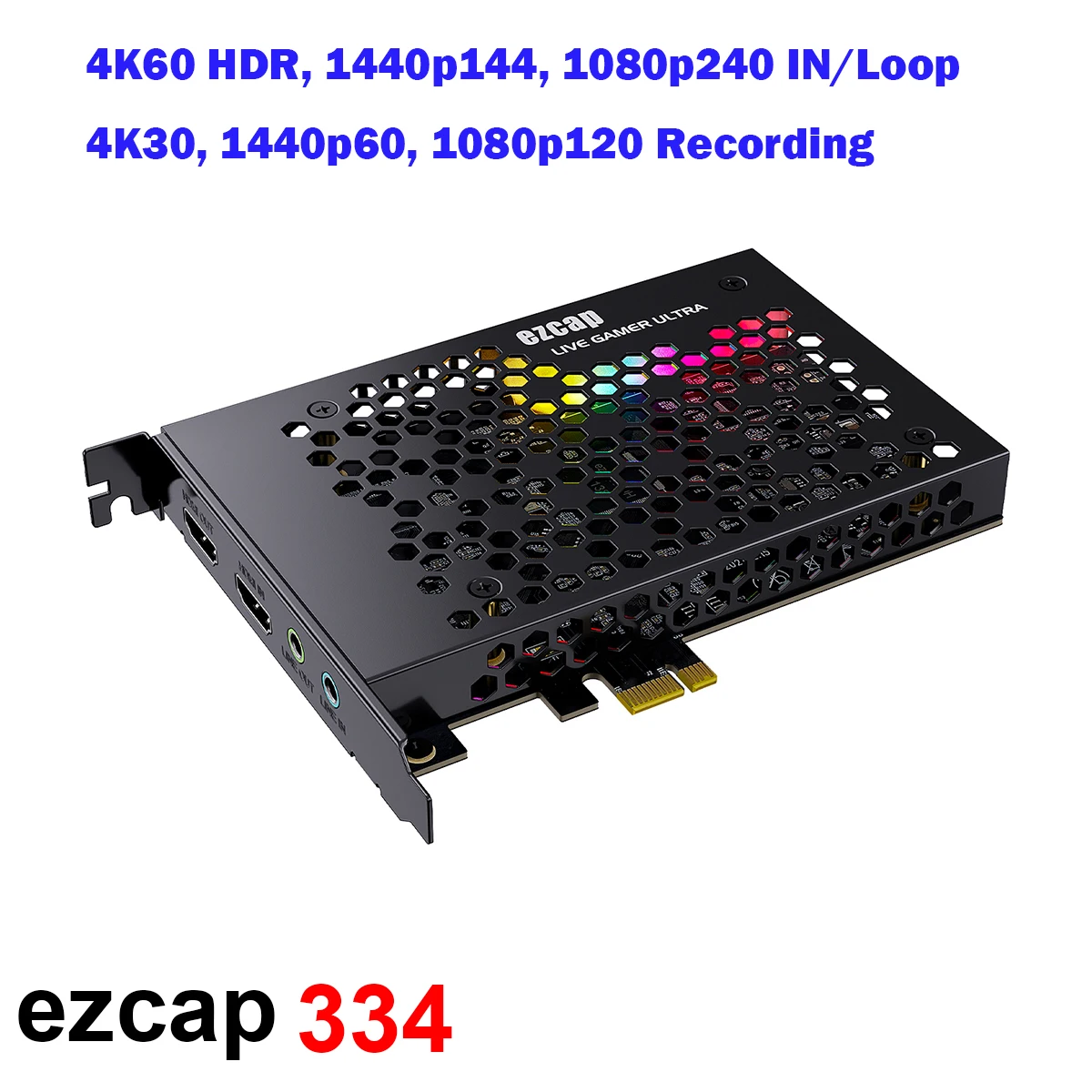 Ezcap334 4K 60fps HDR 1080p 240fps PC przekaz na żywo pudełko pętli HDMI, 4K 30 pcie karta przechwytywania wideo nagrywanie wideo w/linia w Out