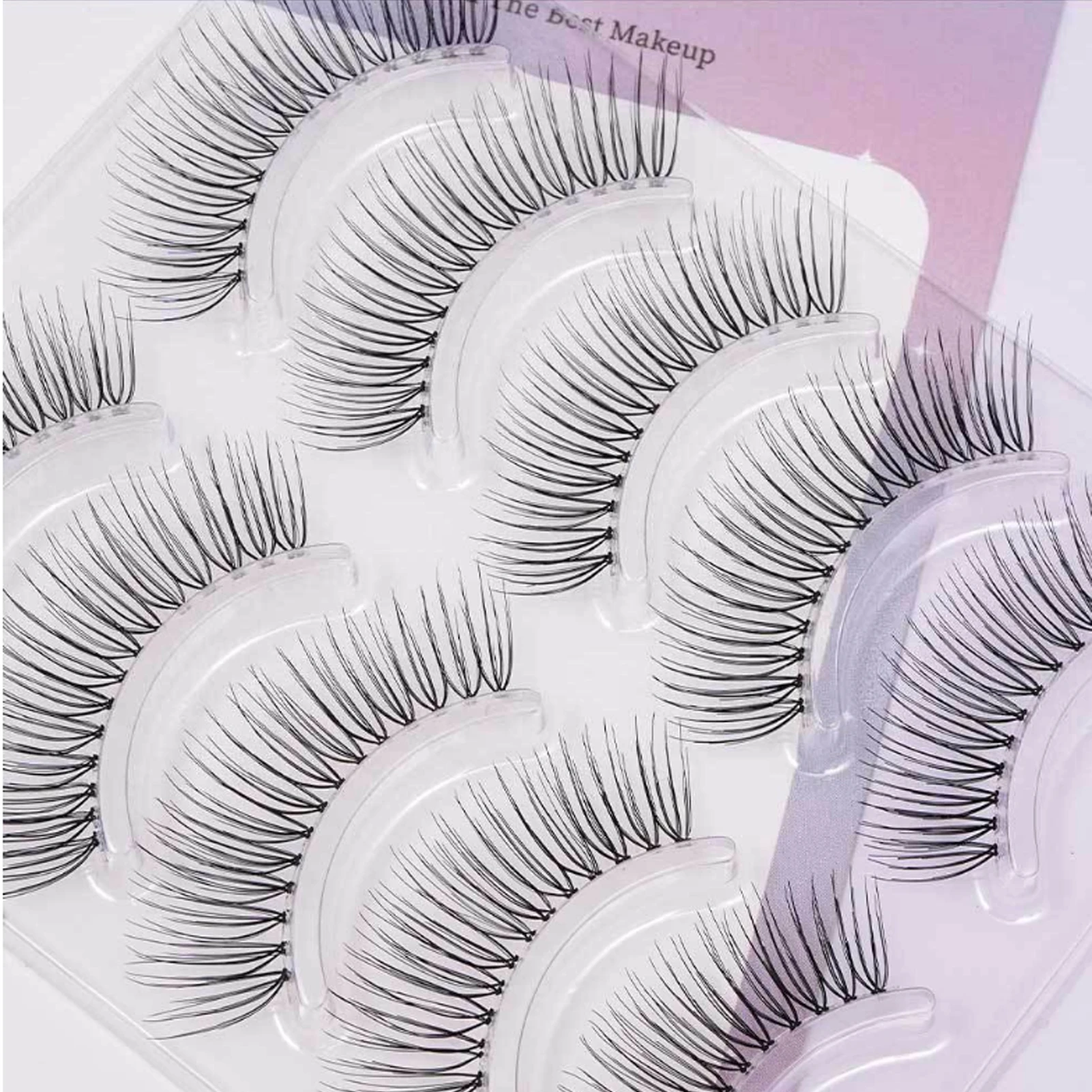 5 paar valse wimpers transparante bandstrip wimperverlenging dikke pluizige U-vormige nepwimpers make-up tool