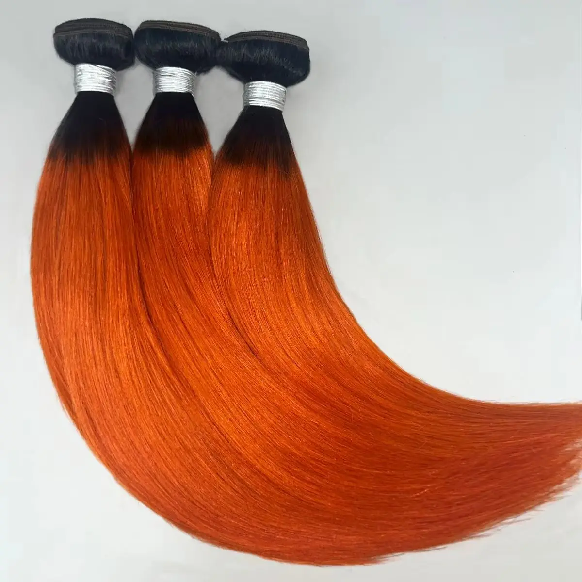 T1B/350 Bone Straight Human Hair Bundles 100% Remy Hair Weft Hair Weaving Orange Ginger Brazilian Hair 1/3/4 Bundles 16A Hair