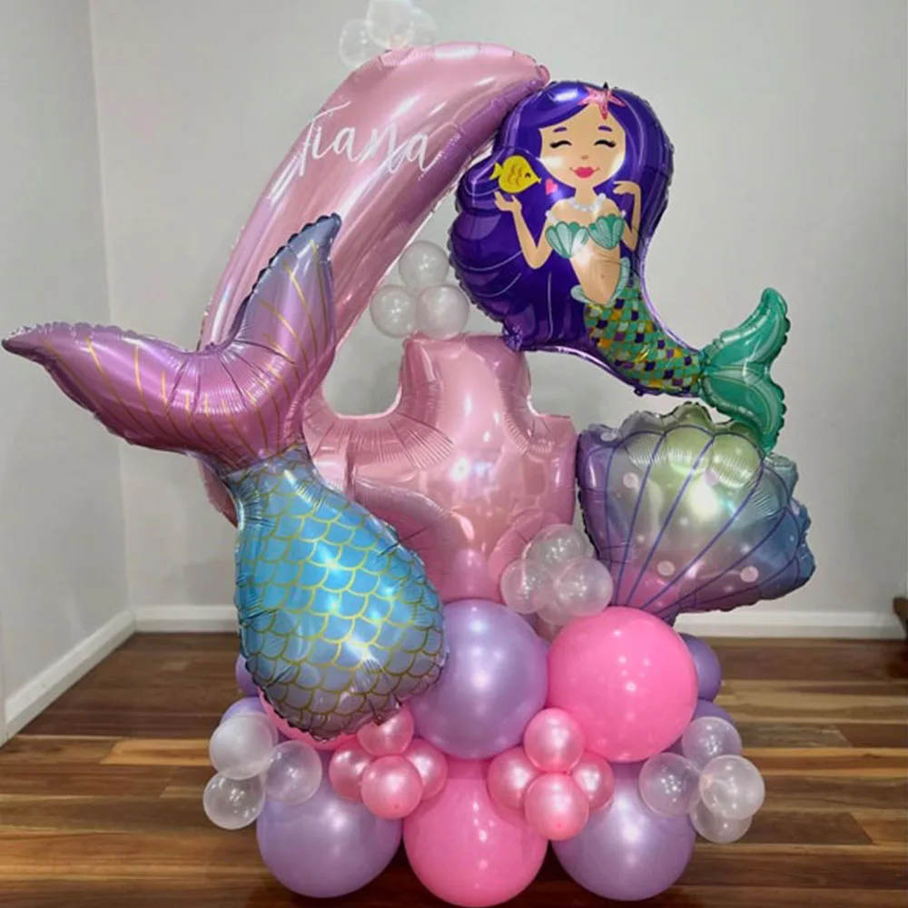 

48Pcs Mermaid Balloons 40 inch Digital Aluminum Foil Balloons Children's Birthday Party Decorations Baby Shower Decorations