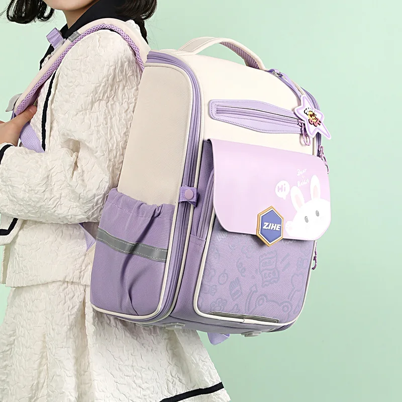 Primary School Backpack for Girlscute Rabbit Kid Backpack Waterproof Large Capacity Girl School Bag 6-10 Years Children Bookbag