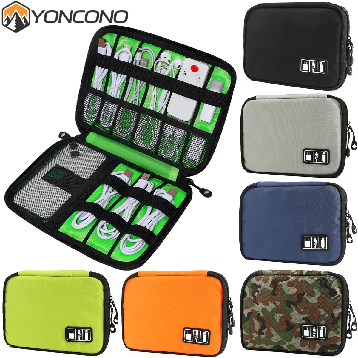 1Pack Outdoor Electronics Organizer Travel Digital Electronic Accessories Storage Bag for USB Charger Power Bank Pen Gadget Cord