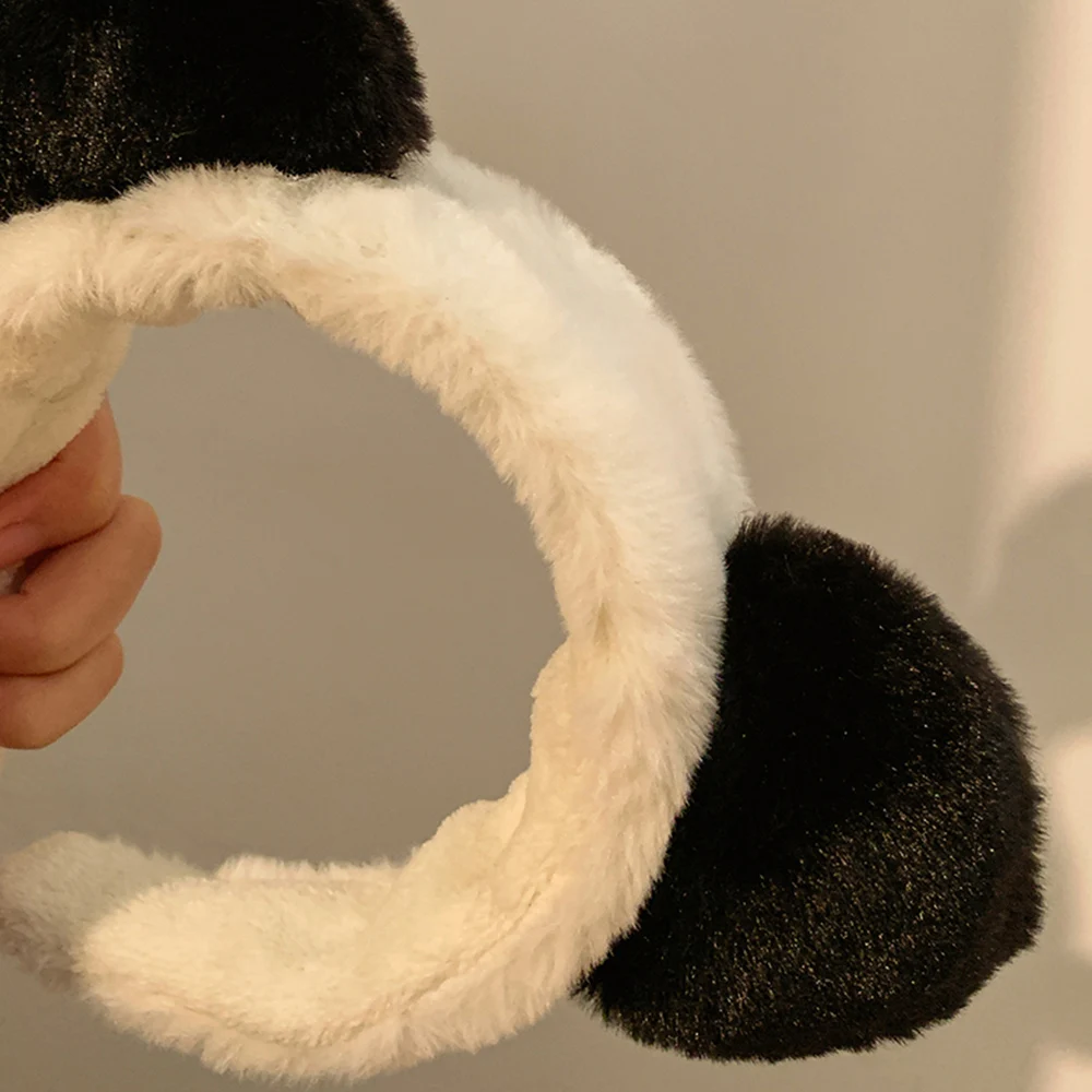 Plush Cartoon Panda Headband Coral Velvet Bear Ear Elastic Soft Hair Hoop Multifuctional Makeup Wash Face Cute Hair Accessories