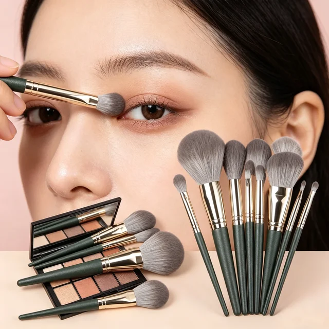 Kit de 14 pincéis de maquiagem macios e fofos, pincéis sintéticos veganos profissionais para sombra, corretivo, blush e base, presente de beleza