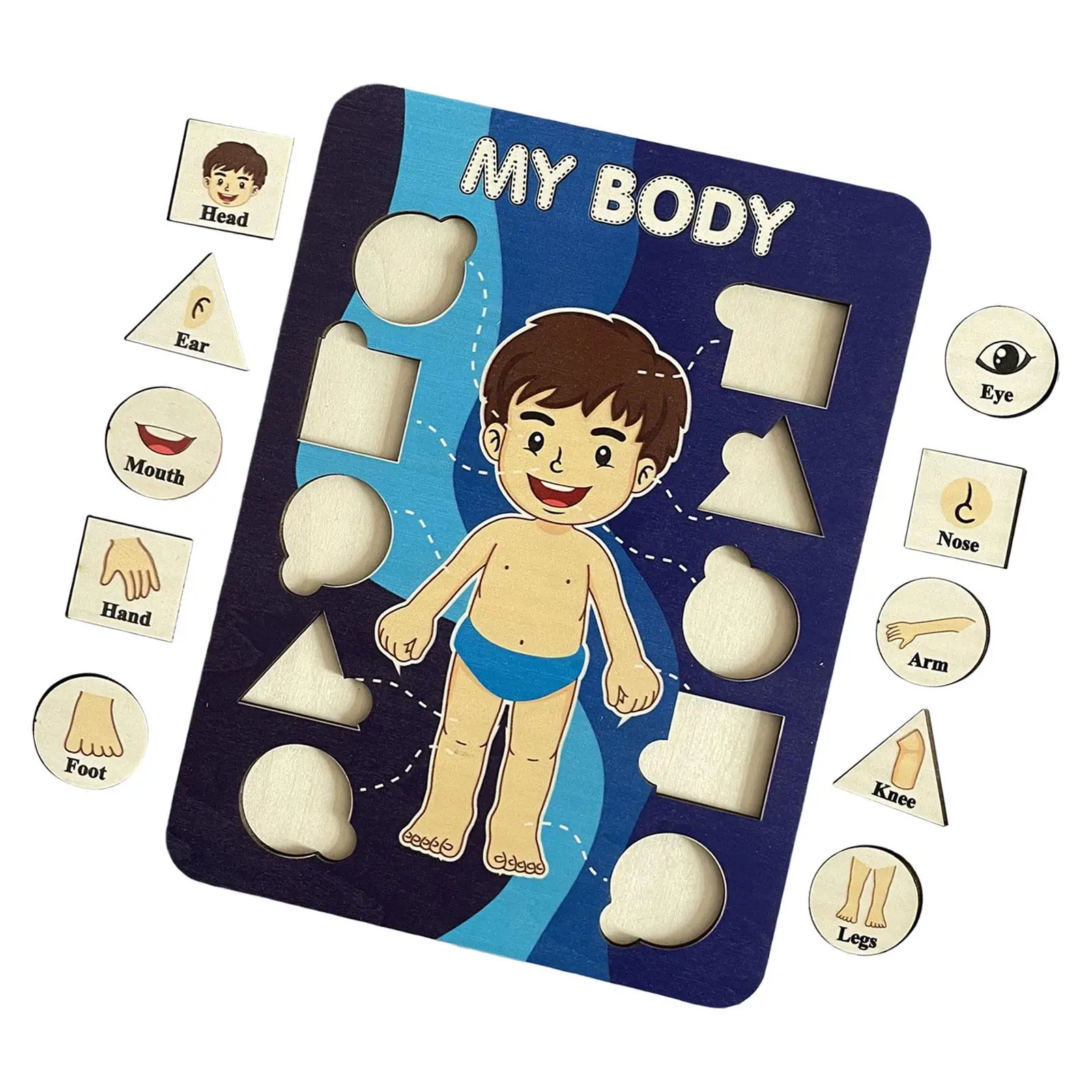 Wooden My Body Puzzle for Toddlers Wood Peg Puzzle Game for Kids Educational Learning Wooden Human puzzles for Toddlers
