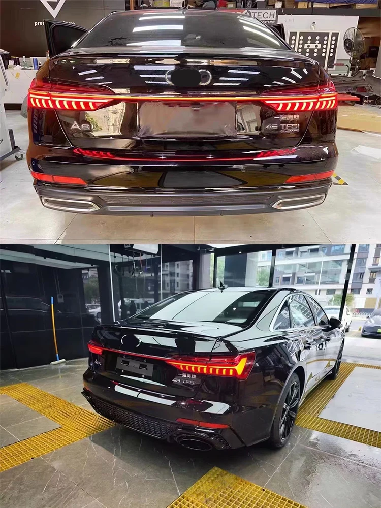 For  Audi A6L runs through the taillights Audi A6 upgrades A8 with dynamic scanning taillights  LED unlocking flowing light A6C8