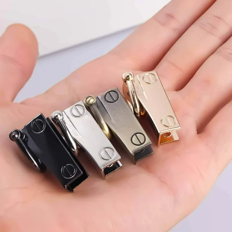 6Pcs/Set Metal Side Clasp Bag Buckle Detachable Bag Connector Clip with D Ring Durable Metal Fasteners Screws DIY Purse Wallet H