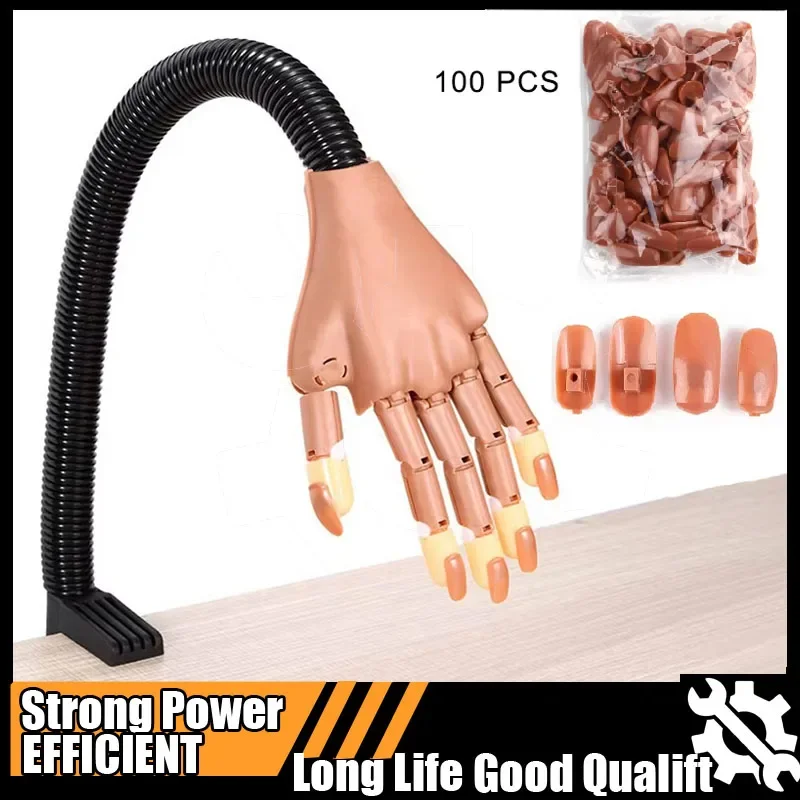 

Hot Nail Art Practice Hand Manicure Practice Finger Acrylic Nail Tips with 100pcs Fake Nails Nail Training Equipment Tools