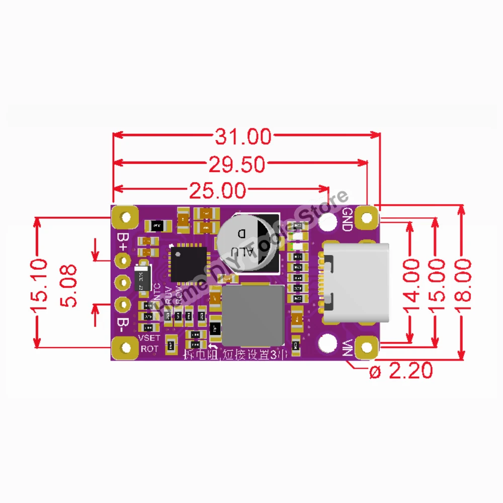 15W 2-3S 18650 Type-c Bateria litowa ładująca moduł ładujący ładowarka do ładowarki do ładowarki do samodzielnego montażu