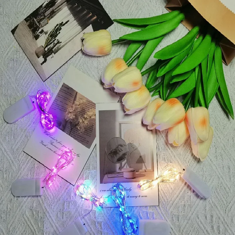 20Pieces String Fairy Lights 20LED 2M Copper Wire Lights Four Colored Button Lights For Wedding Party Christmas With Flash