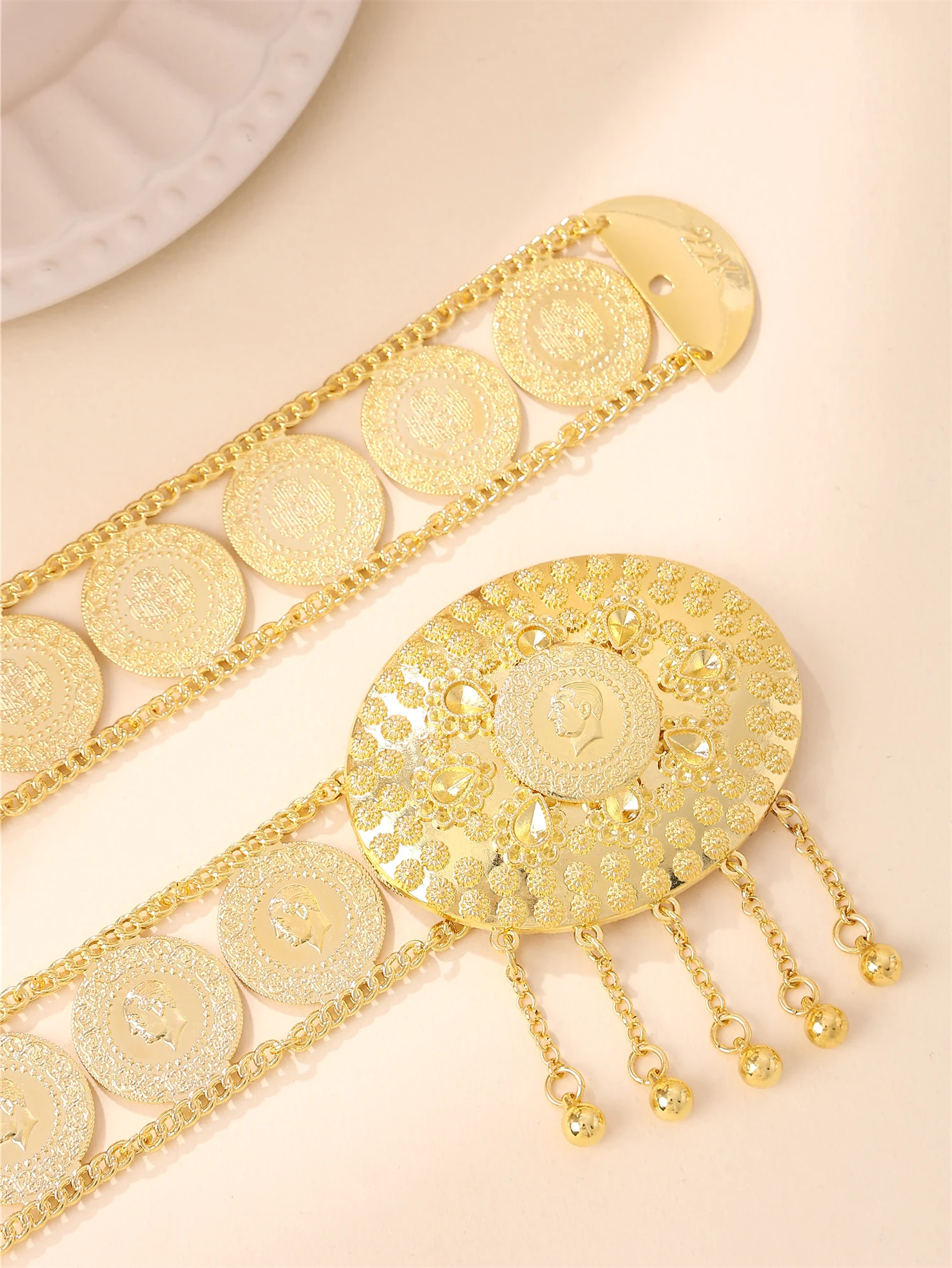 

Floral Design Women's Waist Chain Palace Vintage Arab Middle Eastern Wedding Party Festival Body Chain Performance Accessory