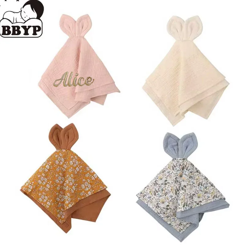 Gauze Baby Bibs Kawaii Bunny Soothe Appease Towel Burp Cloth Appease Doll For Children Newborns Pacifier Cloth Baby Cuddle Cloth