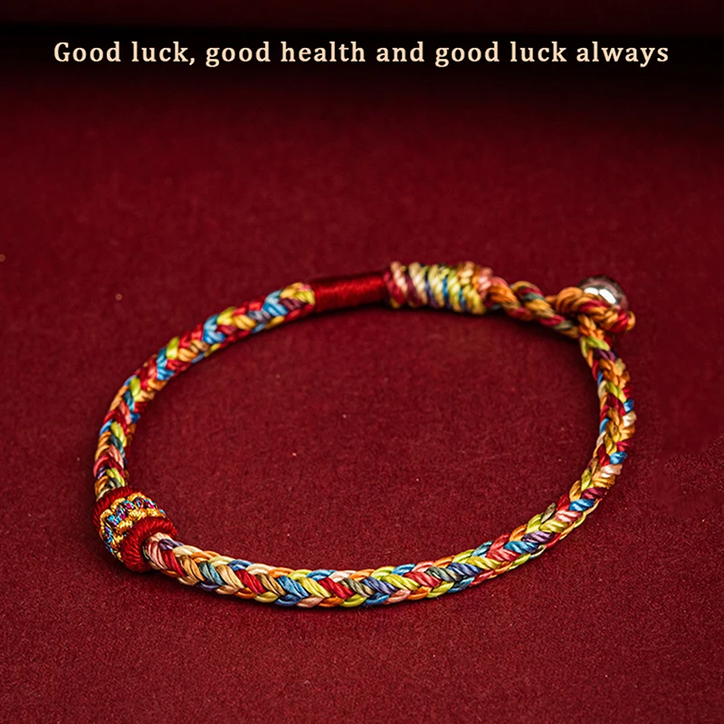 14CM Hand-woven Tibetan Bracelet Colorful Thread Good Lucky Charm Rope Bracelet Bangles For Women Men Knots Red Thread Bracelets