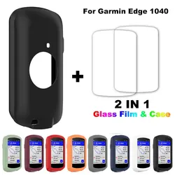 Funda protectora de silicona para Garmin Edge 1040, protector de pantalla para ordenador de bicicleta, Gps, ciclocomputador, con película de vidrio