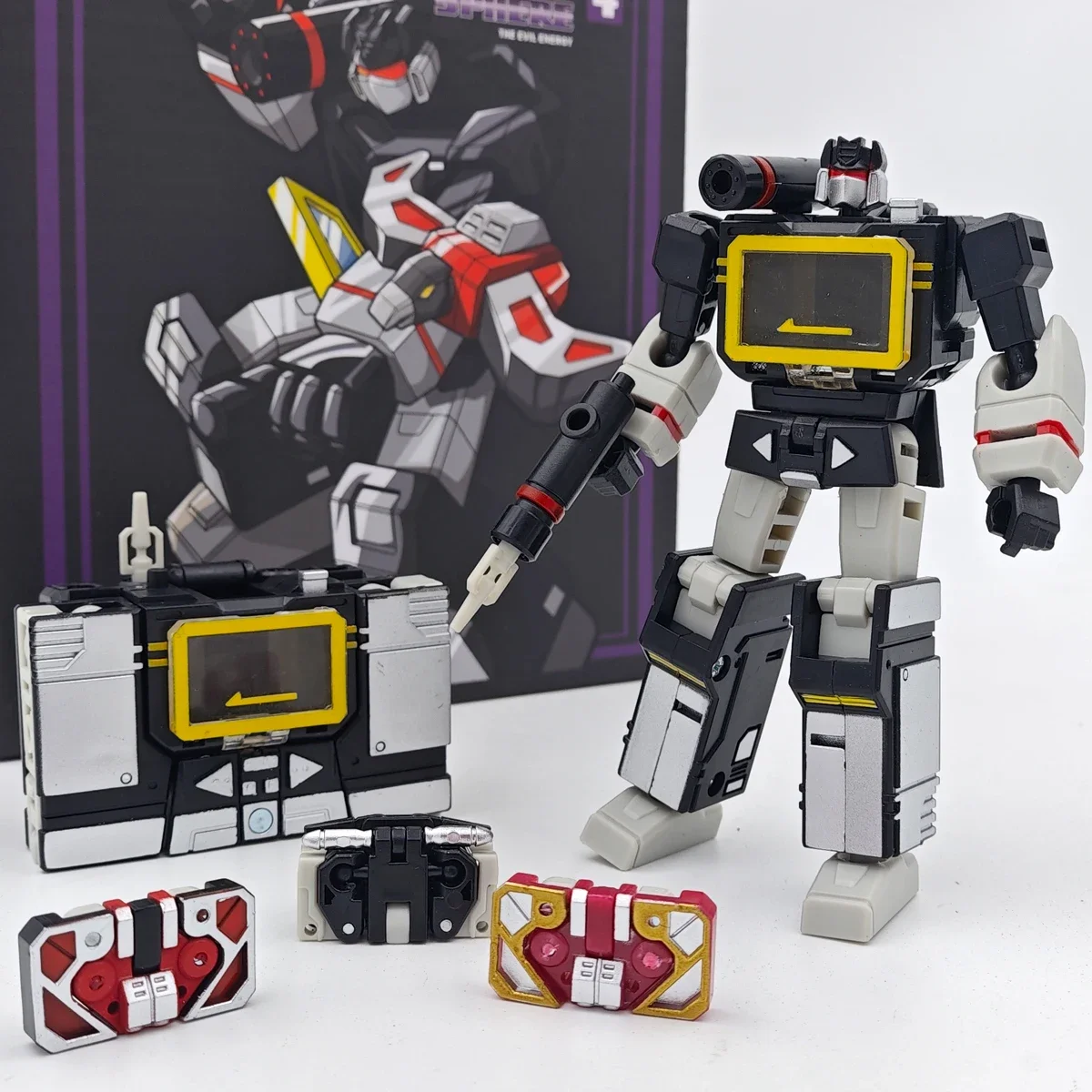 

PT-04 Black Soundwave PT04 PT04B Transformation Tape G1 Mini Pocket War KO DX9 Action Figure Robot Toys Kids Gift
