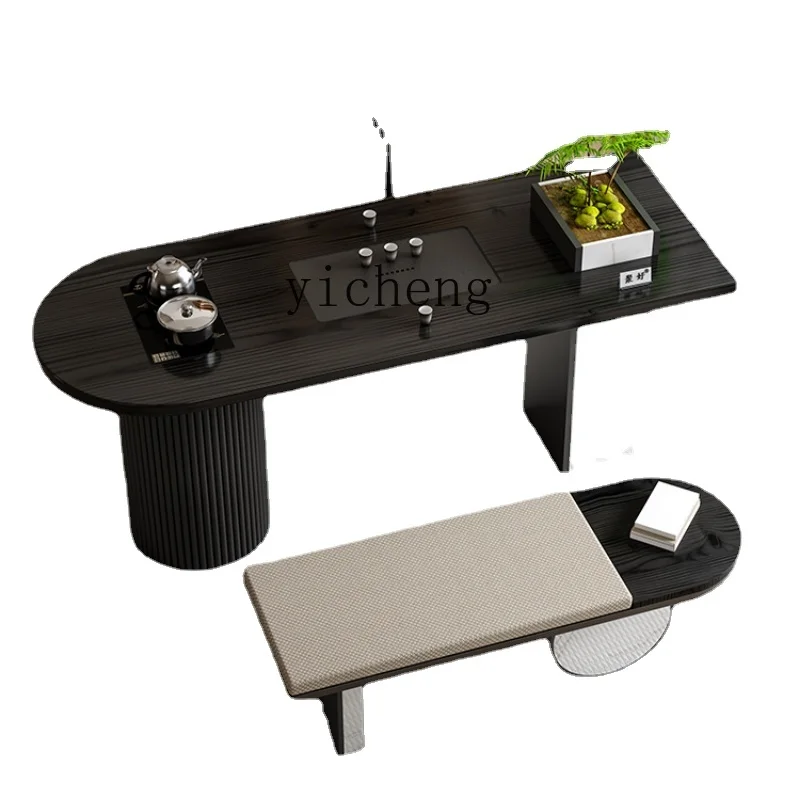 Zf Balcony Solid Wood Table-Chair Set Quiet Style Simple Office Visitor Creative Kung Fu Tea Table