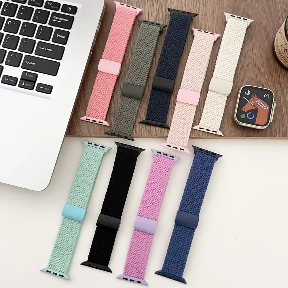 Плетеный нейлоновый ремешок для Apple Watch Band Ultra 2 49 мм 44 мм 45 мм 42 мм 46 мм 40 мм 41 мм Браслет iWatch Series 10 9 8 7 6 3 SE2 Band