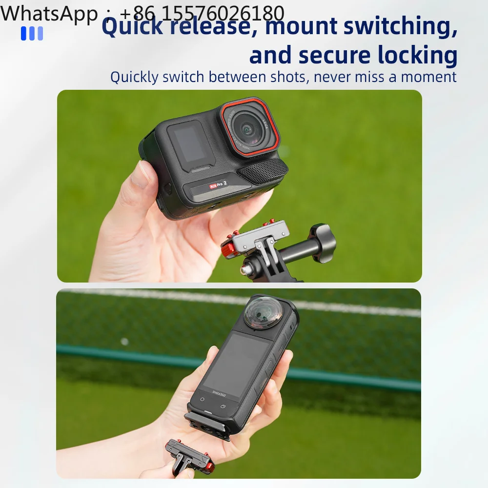 Flymile Quick Release Base Adapter for Insta360 X5/X4/Ace Pro 2 Accessories Metal Extensions Bracket Mount Plate Base