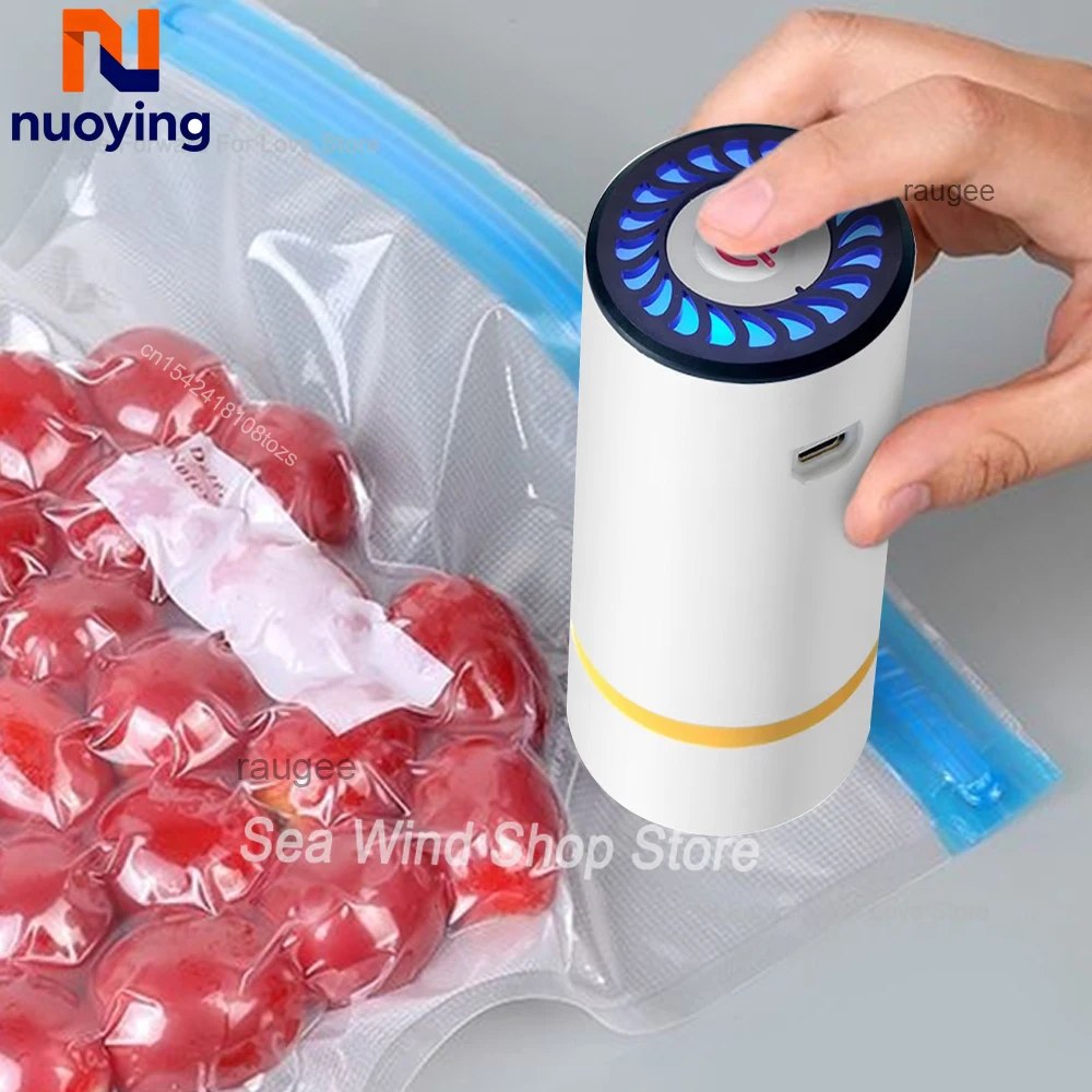 Mini Bomba de Aire Eléctrica Recargable para Conservación de Alimentos, Bolsas de Almacenamiento Selladas al Vacío, Máquina de Compresión al Vacío Automática