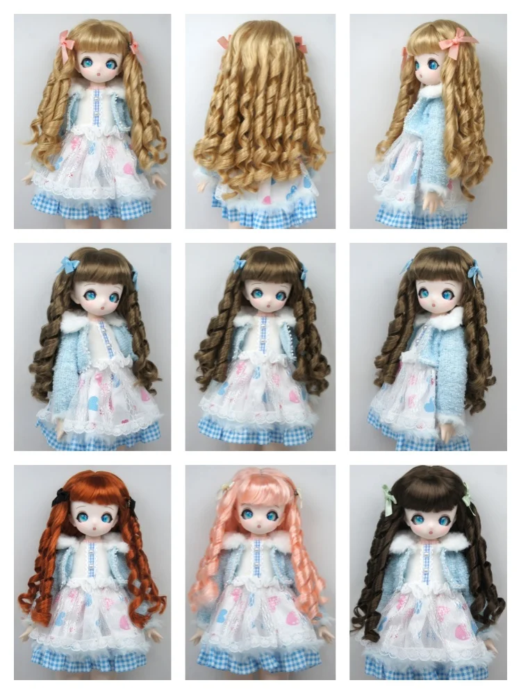 Handmade Curly BJD Synthetic Mohair Wig for 1/8 1/6 1/4 1/3 Dolls Long Pretty OB11 YOSD MSD SD Blythe Doll Hair Accessories