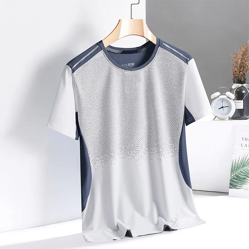 T Shirt For Men Sports Harajuku O-neck Short Sleeve Leisure Loose Men T Shirt Summer Quick Dry Material Top Dazzling Tee Shirt