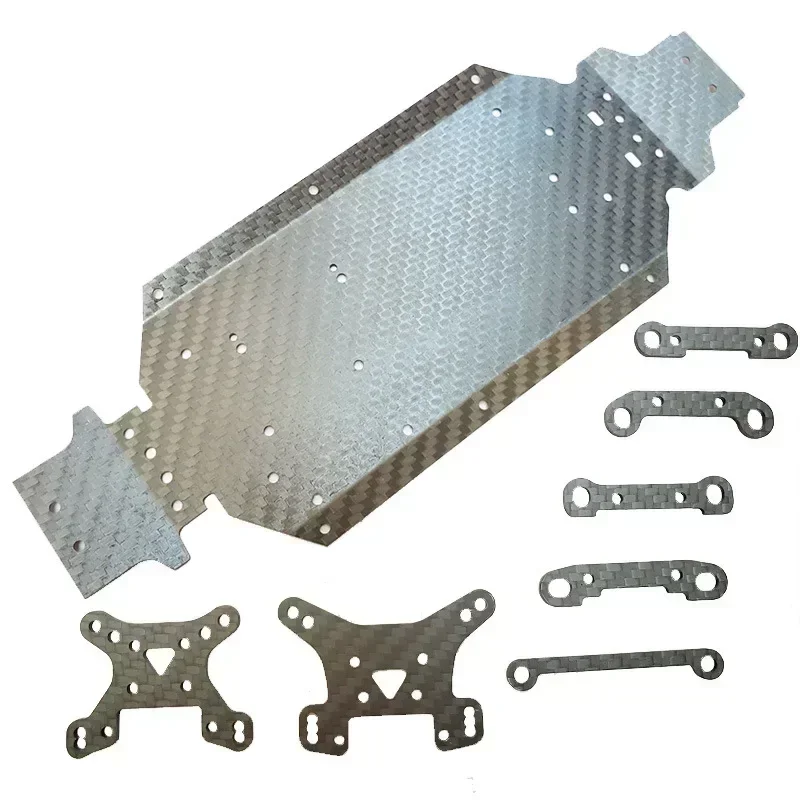 Pièces de mise à niveau wltoys 144001 144010 144002, châssis en fibre de carbone, support d'amortisseur, bras, ensemble de pièces fixes, accessoires
