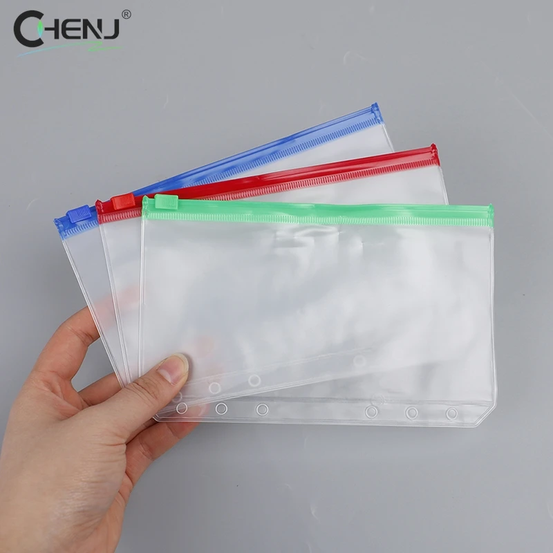 Waterproof PVC Binder Pockets, Caixa Orçamento Envelopes, Zipper Bolsas, Notebook Planner, Viagem Binders, 6-Hole, 4Pcs, A6