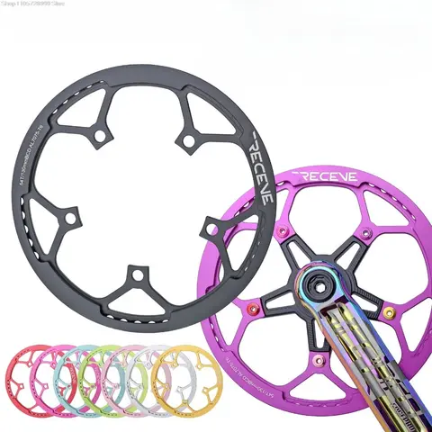 130 BCD Round Narrow Wide Single Bike Chainring 50/52/54T with Chainring Guard Replacement for Folding Road Bicycle Cycling Acce