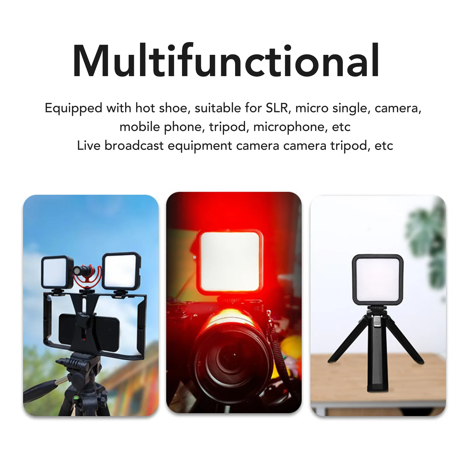 

Portable Photography Lighting Full Color RGB Video Lights 1200mAh 3 Cold Shoe ABS Dimmable CRI 95 for Live Broadcast