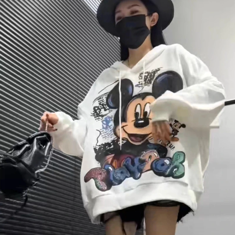 Fashion Heavy Industry Cartoon Sequins Hooded Long-sleeved Sweatshirts Loose Oversized Men's And Women's 2025 Autumn New Hoodies