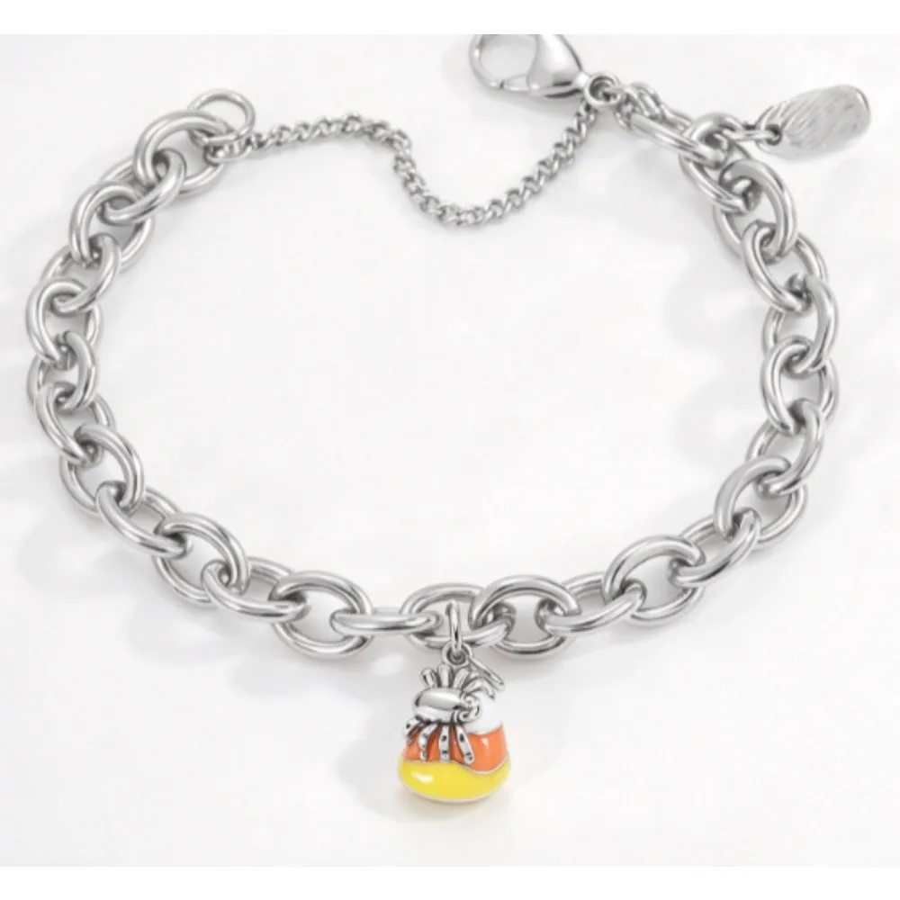 2027 Style S925 Silver Bracelet, Chunky Link Chain With Assorted Charms Pendant, Unisex Vintage Daily Wear Jewelry Gift