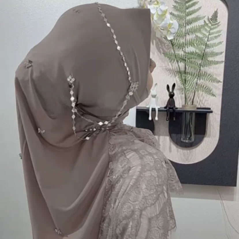 Boutique Lace Moslem Malasia Head Cover Swallowtail Hijab