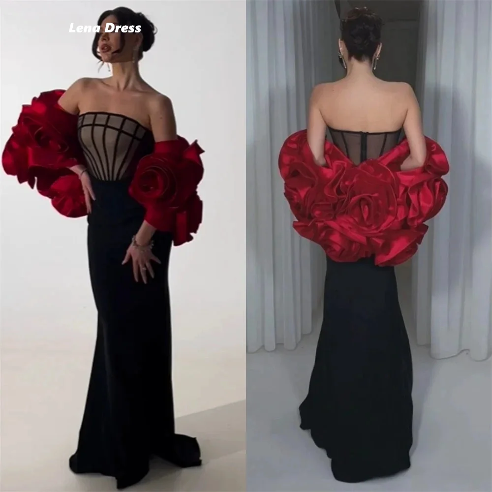 Lena Luxurious Women\'s Evening Dresses Women Parties Strapless Elegant Long Dress Fish Tail Flowers Party Dress for Wedding Gala