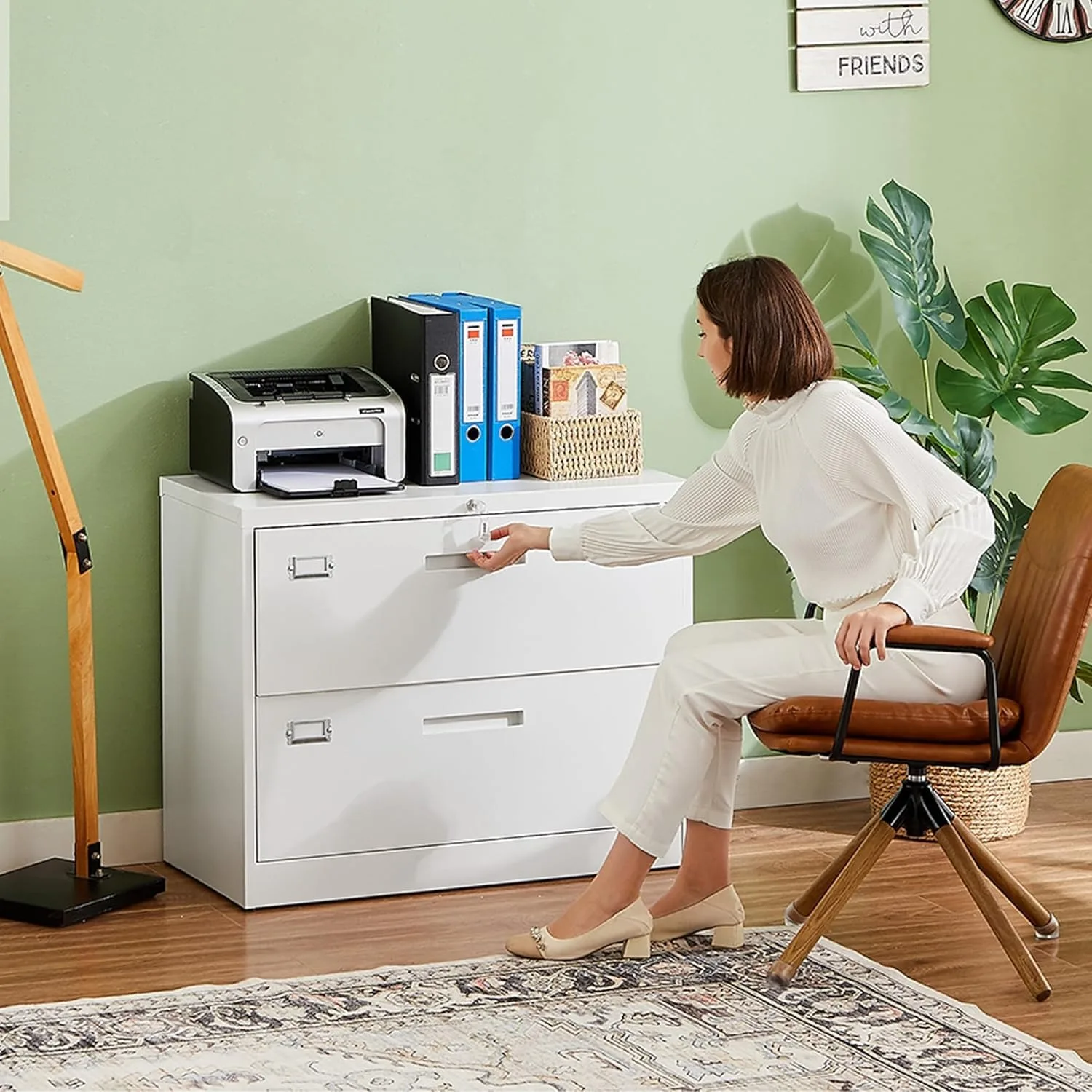 

2 Drawer Metal Filing Organization Office Cabinets with Lock,Lateral File Cabinets for Home Office Hanging (2 Drawer-White)