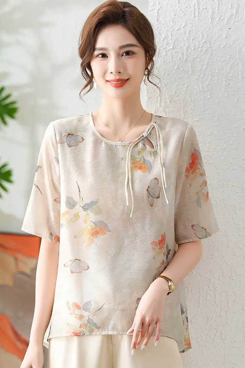 Mom's Chiffon Shirt Thin New Top Reduces Age