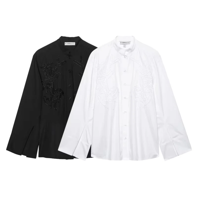 

HipSeam Embroidery Shirt Women Spring Casual Simple Women's Shirts Female Elegant Long Sleeve Chic Shirts & Blouses